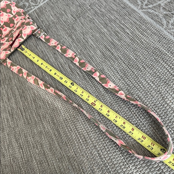 Bungalow 360 Whimsical Pig print canvas crossbody with peace sign zippers - Picture 13 of 15